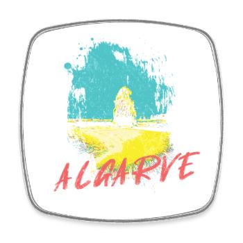 Plage rochers Algarve illustration Portugal - Magnet carré - blanc - Devant