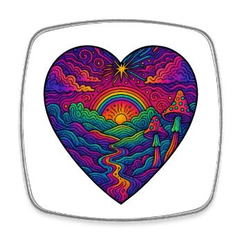 Rainbow Heart Landscape - Square fridge magnet - white - Front