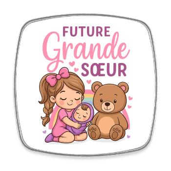 Future Grande Soeur 2026 Je Vais Etre Grande Soeur - Magnet carré - blanc - Devant
