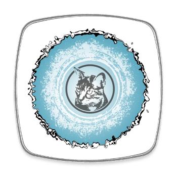 Katzenkreis Blau Silhouette - Viereckiger Kühlschrankmagnet - Weiß - Vorne