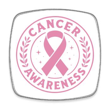 Pink Cancer Awareness Ribbon - Square fridge magnet - white - Front