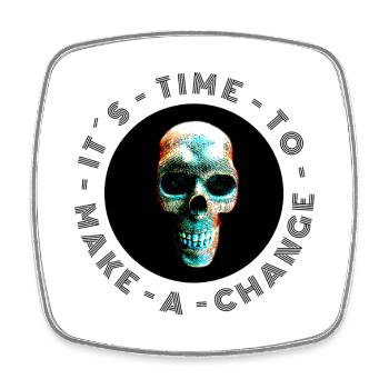 Neon Halftones Skull, Halloween, Rock, Biker - Square fridge magnet - white - Front