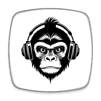 Monkey Head Turntable Vinyl Fan Club Shirt - Square fridge magnet - white - Front