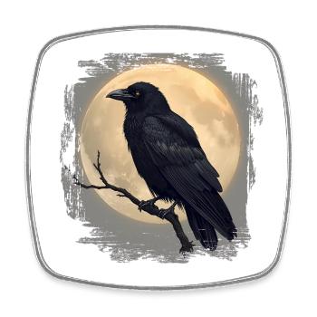 Dark Raven before Full Moon - Square fridge magnet - white - Front