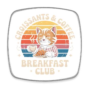 Chat Café Retro Petit Déjeuner - Magnet carré - blanc - Devant