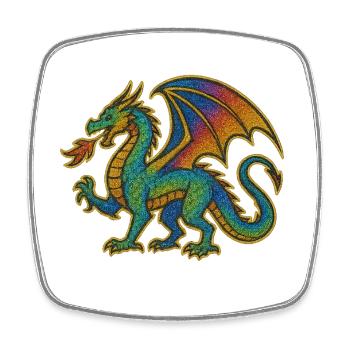 Rainbow Dragon Print - Square fridge magnet - white - Front