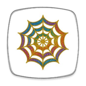 Spider Web | Rainbow Spider Web Gold Glitter - Square fridge magnet - white - Front