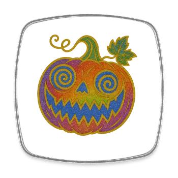 Psychedelic Halloween Pumpkin - Square fridge magnet - white - Front