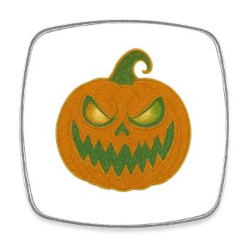 Grimmiger Kürbis Halloween Patch - Viereckiger Kühlschrankmagnet - Weiß - Vorne