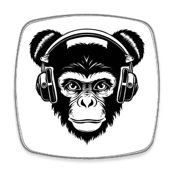 Skateboard Chimpanzee Double Bun Street Shirt - Square fridge magnet - white - Front