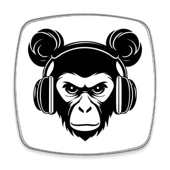 Monkey Head Board Crew Rhythm Skatepark Urban Shirt - Square fridge magnet - white - Front