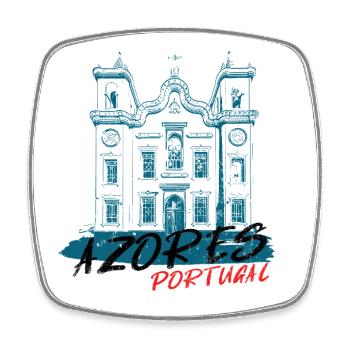 Typische Kirche in Blau, Azoren Portugal - Viereckiger Kühlschrankmagnet - Weiß - Vorne