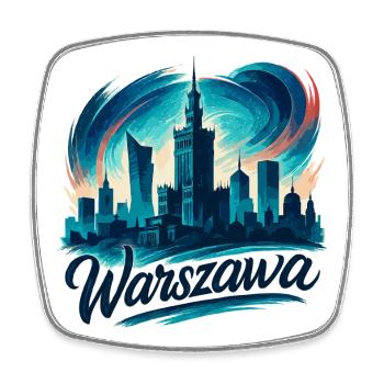 Warsaw Warszawa Capital Poland Gift - Square fridge magnet - white - Front