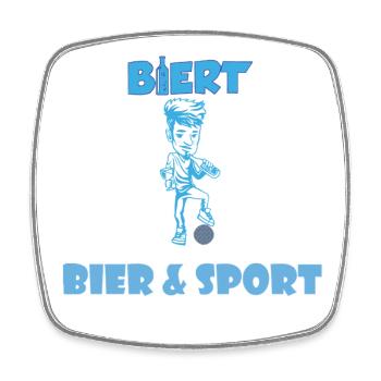Beer & Sport Blue Cartoon - Square fridge magnet - white - Front