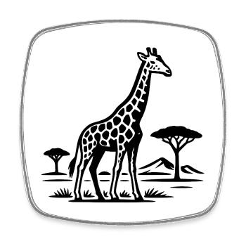 Silhouette de girafe dans le pays de la savane - Magnet carré - blanc - Devant
