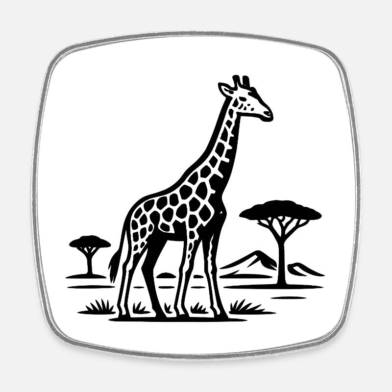Silhouette de girafe dans le pays de la savane - Magnet carré - blanc