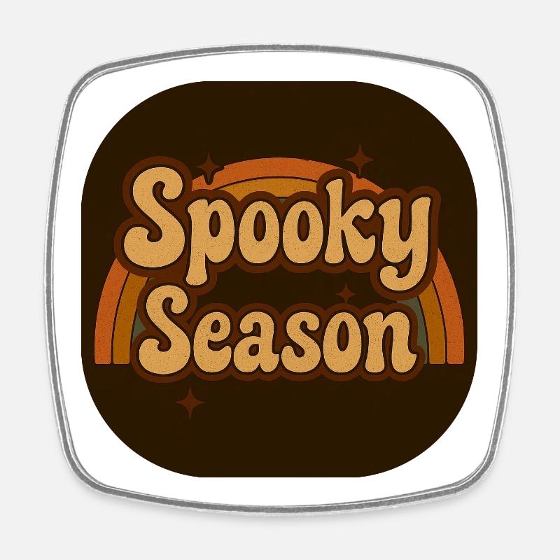 Spooky Season Retro Look - Viereckiger Kühlschrankmagnet - Weiß