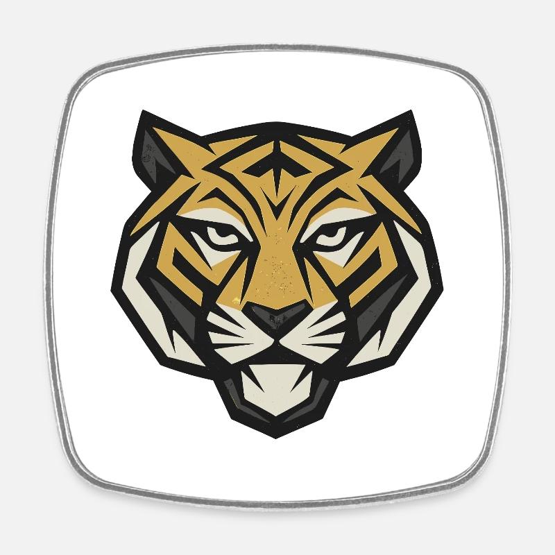 Tête de tigre forte – symbole de courage et de force - Magnet carré - blanc