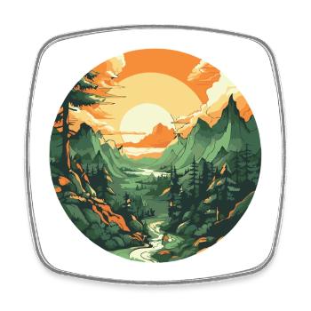 Kreisförmiger Sonnenuntergang - Viereckiger Kühlschrankmagnet - Weiß - Vorne