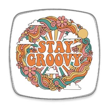 Psychedelic Retro - Square fridge magnet - white - Front