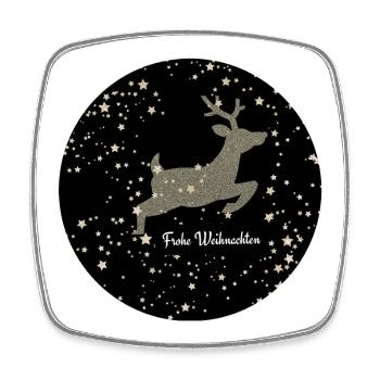 Fliegendes Rentier Frohe Weihnachten Sternenhimmel - Viereckiger Kühlschrankmagnet - Weiß - Vorne