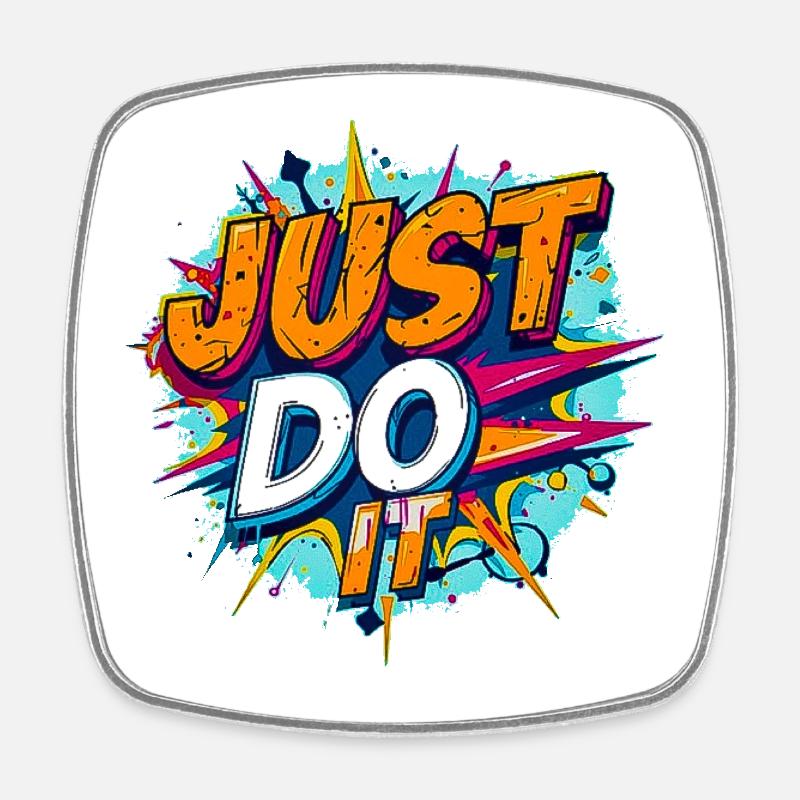 Explosive Pop-Art-Motivation - Viereckiger Kühlschrankmagnet - Weiß