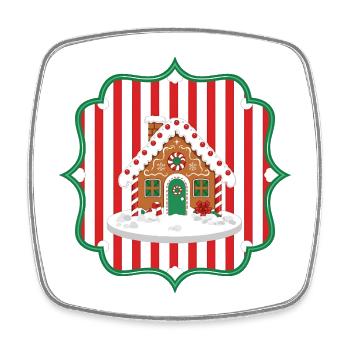Vintage Lebkuchenhaus Retro Weihnachten - Viereckiger Kühlschrankmagnet - Weiß - Vorne