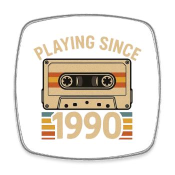 Playing Since 1990 Cassette - Square fridge magnet - white - Front