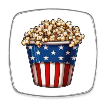 Popcorn Patriotic Eimer USA - Viereckiger Kühlschrankmagnet - Weiß - Vorne