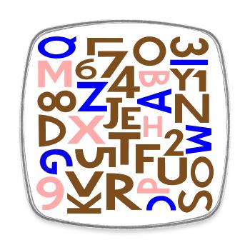Zahlen & Buchstaben von Cean - Viereckiger Kühlschrankmagnet - Weiß - Vorne