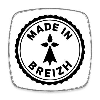 Made in Breizh - Logo avec l'hermine bretonne - Magnet carré - blanc - Devant