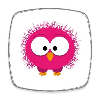 Fluffy Pink Bird Portrait - Square fridge magnet - white - Front