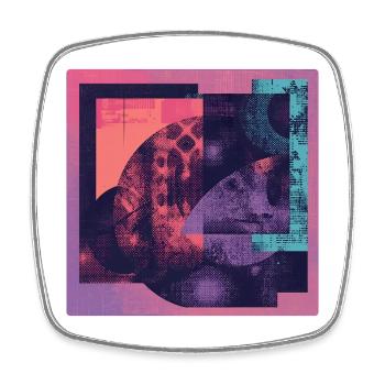 Neon Kollage Geometrische Muster - Viereckiger Kühlschrankmagnet - Weiß - Vorne