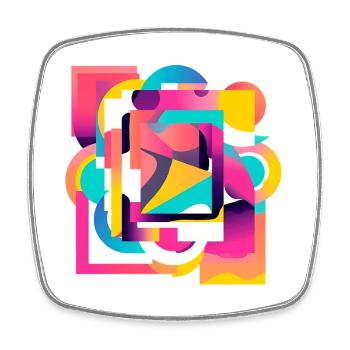 Kaleidoskopische Farbgeometrie Abstrakt - Viereckiger Kühlschrankmagnet - Weiß - Vorne