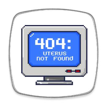 404 : utérus introuvable - Pixel 8 bits - Magnet carré - blanc - Devant