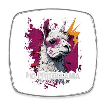 Cooles Lama Alpaka - Viereckiger Kühlschrankmagnet - Weiß - Vorne