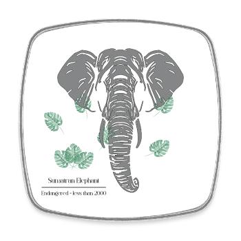 Sumatran_Elephant_-_grey - Square fridge magnet - white - Front