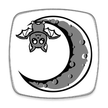 Süße Fledermaus Sichelmond hängt Halloween Nacht - Viereckiger Kühlschrankmagnet - Weiß - Vorne