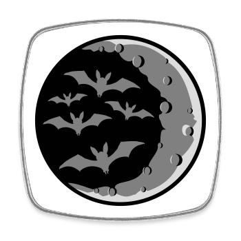 Beaucoup de chauves-souris silhouette fraîche croissant de lune nuit - Magnet carré - blanc - Devant