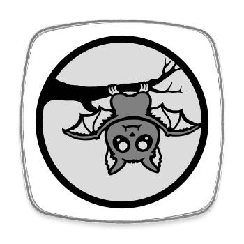 Bat Hanging Moon Branch Halloween Cute Cute - Square fridge magnet - white - Front