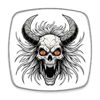 Devil skull with horns - Square fridge magnet - white - Front