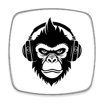 Rebellious Monkey Head Punk Club Sound Shirt - Square fridge magnet - white - Front
