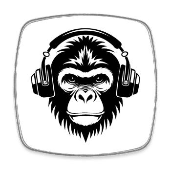 Echo Monkey Head Room with Sound Club Vibes Shirt - Square fridge magnet - white - Front