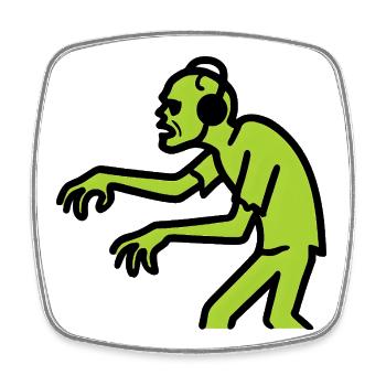 Zombie DJ Neon Green - Square fridge magnet - white - Front