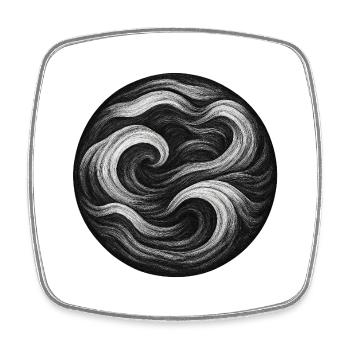 Black and White Tourbillon - Square fridge magnet - white - Front