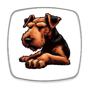 Sprich mit der Pfote Airedale Terrier Airedales  - Viereckiger Kühlschrankmagnet - Weiß - Vorne