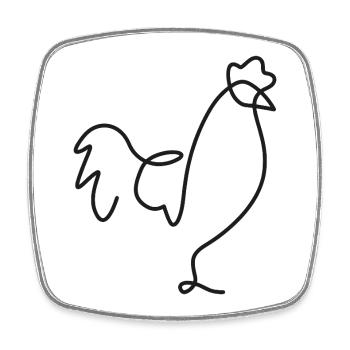 Chicken Sketch – un motif élégant pour les amoureux des animaux - Magnet carré - blanc - Devant