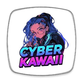 Cyber_Kawaii - Viereckiger Kühlschrankmagnet - Weiß - Vorne