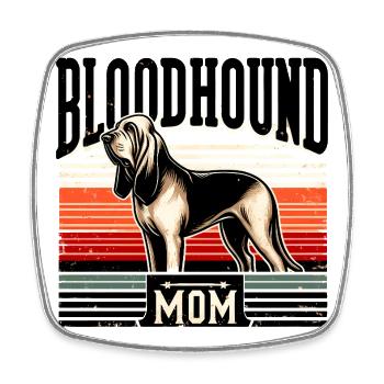 Bloodhound Mom Vintage Badge - Square fridge magnet - white - Front