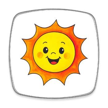 Fröhliche Cartoon Sonne – Lustiges Motiv für Kinde - Viereckiger Kühlschrankmagnet - Weiß - Vorne